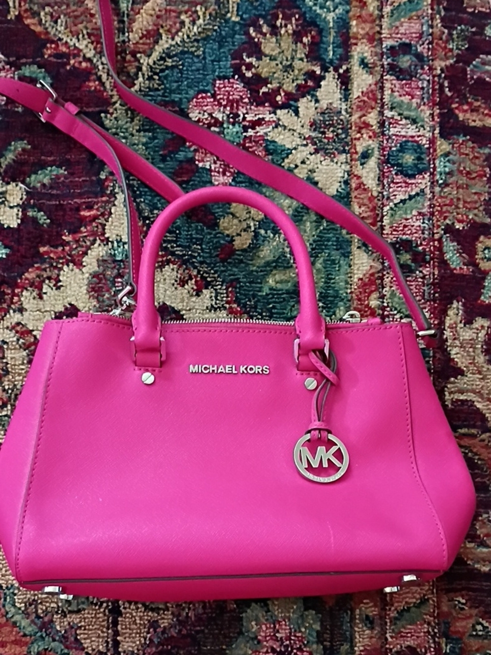Michael Kors Bright Pink Saffiano Leather Satchel